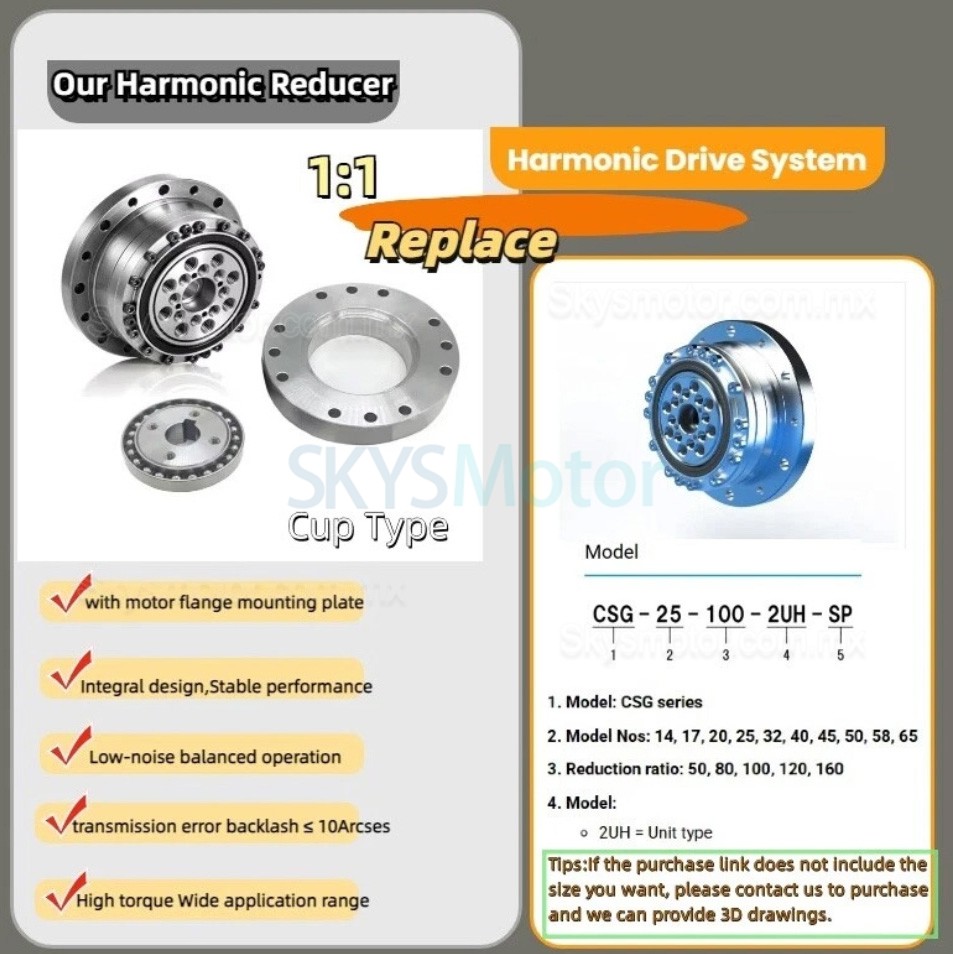 Reductor arm&oacute;nica serie CSF relaci&oacute;n 50:1/80:1/100:1/120:1, para motor paso a paso/servomotor